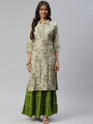 Green printed cotton ethnic-kurtis 1