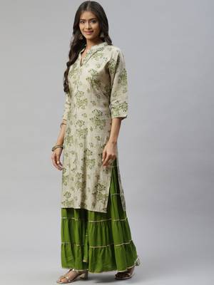 Green printed cotton ethnic-kurtis 2