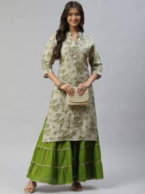Green printed cotton ethnic-kurtis 3