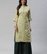 Green printed cotton ethnic-kurtis