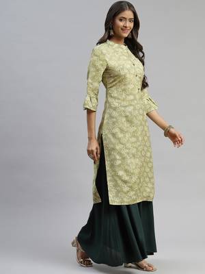 Green printed cotton ethnic-kurtis 2