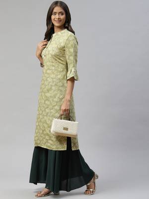 Green printed cotton ethnic-kurtis 3