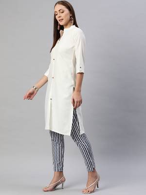 White plain cotton ethnic-kurtis 2