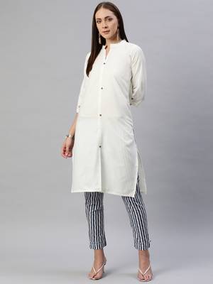 White plain cotton ethnic-kurtis 3