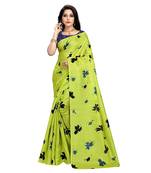 Green plain silk saree with blouse