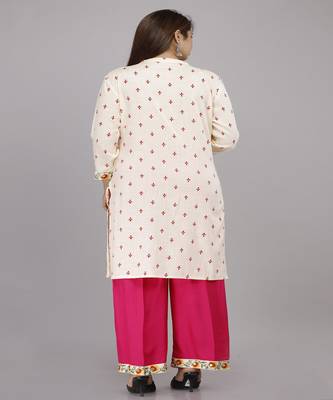 Women Rayon Printed Embroidery Kurti and Palazzo 2