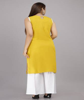 Women Rayon Solid Sleeveless Kurti and Palazzo 2
