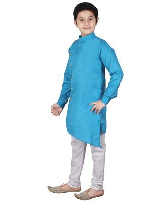 Firozi Self Design Cotton Boys Cut Kurta Pajama Set 2