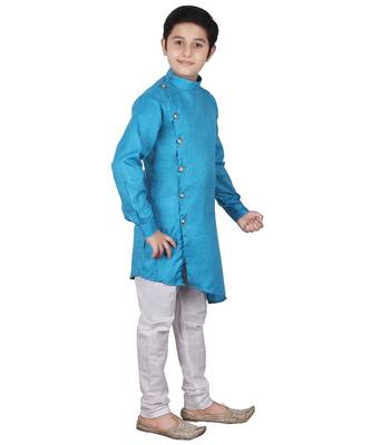 Firozi Self Design Cotton Boys Cut Kurta Pajama Set 3