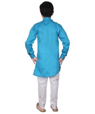 Firozi Self Design Cotton Boys Cut Kurta Pajama Set 4