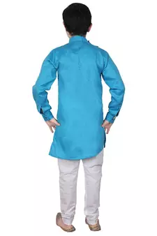 Firozi Self Design Cotton Boys Cut Kurta Pajama Set