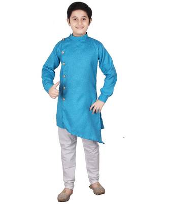 Firozi Self Design Cotton Boys Cut Kurta Pajama Set 1