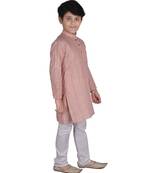 Peach Stripe Cotton Boys Kurta Pajama Set
