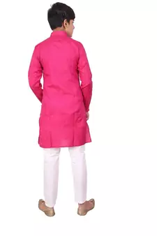 Pink Stripe Cotton Boys Kurta Pajama Set