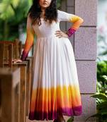 White Faux Georgette With Rich Pedding Print Gown