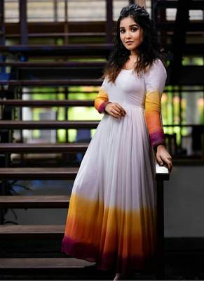 White Faux Georgette With Rich Pedding Print Gown 4
