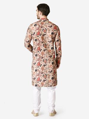 floral print kurta and churidar set for men 3