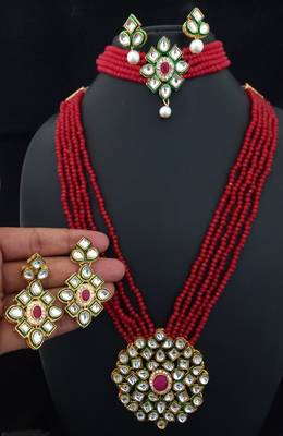 Red Crystal Kundan Choker & Raani Haar Combo Jewellery Set 1