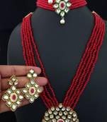 Red Crystal Kundan Choker & Raani Haar Combo Jewellery Set