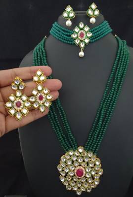 Green Crystal Kundan Choker & Raani Haar Combo Jewellery Set 1