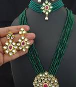Green Crystal Kundan Choker & Raani Haar Combo Jewellery Set