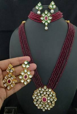 Maroon Crystal Kundan Choker & Raani Haar Combo Jewellery Set 1