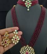 Maroon Crystal Kundan Choker & Raani Haar Combo Jewellery Set