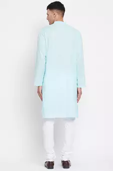 Blue plain pure cotton men-kurtas