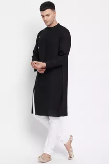 Black plain linen men-kurtas
