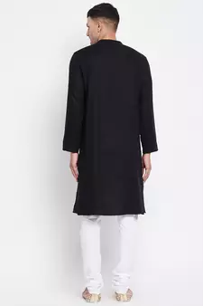 Black plain linen men-kurtas