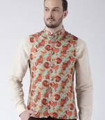 Multicolor printed blended cotton nehru-jacket