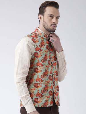 Multicolor printed blended cotton nehru-jacket 2
