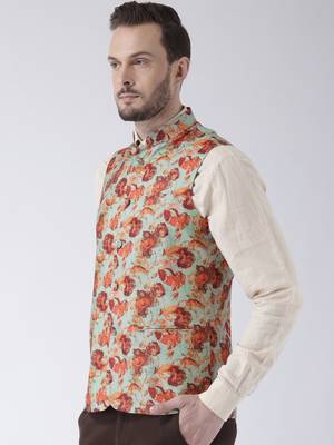 Multicolor printed blended cotton nehru-jacket 3