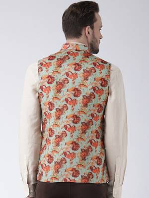 Multicolor printed blended cotton nehru-jacket 4