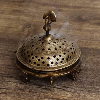 eCraftIndia Brass Antique Finish Dhoop Incense Burner with Peacock for Pooja Room and Temples 1