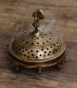 eCraftIndia Brass Antique Finish Dhoop Incense Burner with Peacock for Pooja Room and Temples