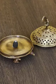 eCraftIndia Brass Antique Finish Dhoop Incense Burner with Peacock for Pooja Room and Temples