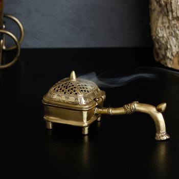 eCraftIndia Brass Antique Finish Dhoop Incense Burner for Pooja Room and Temple 1
