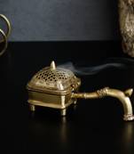 eCraftIndia Brass Antique Finish Dhoop Incense Burner for Pooja Room and Temple