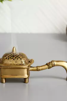 eCraftIndia Brass Antique Finish Dhoop Incense Burner for Pooja Room and Temple