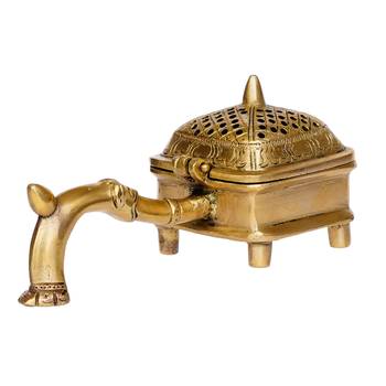 eCraftIndia Brass Antique Finish Dhoop Incense Burner for Pooja Room and Temple 3