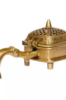 eCraftIndia Brass Antique Finish Dhoop Incense Burner for Pooja Room and Temple