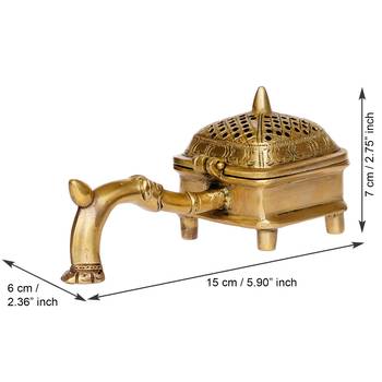 eCraftIndia Brass Antique Finish Dhoop Incense Burner for Pooja Room and Temple 4