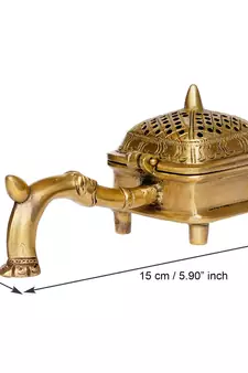 eCraftIndia Brass Antique Finish Dhoop Incense Burner for Pooja Room and Temple