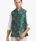 Multicolor printed blended cotton nehru-jacket