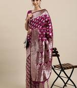 Purple woven banarasi silk saree with blouse