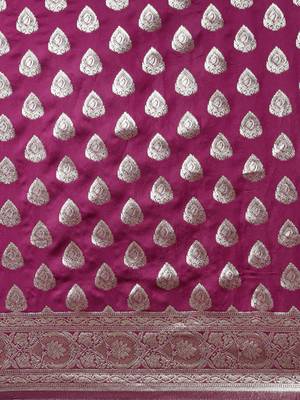 Purple woven banarasi silk saree with blouse 4