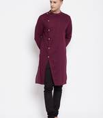Maroon plain pure cotton men-kurtas