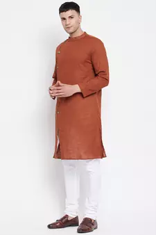 Brown plain pure cotton men-kurtas