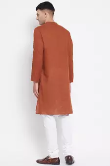 Brown plain pure cotton men-kurtas